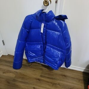 NO BOUNDARIES PUFFER JACKET WOMEN'S LARGE SHINY BLUE NEW